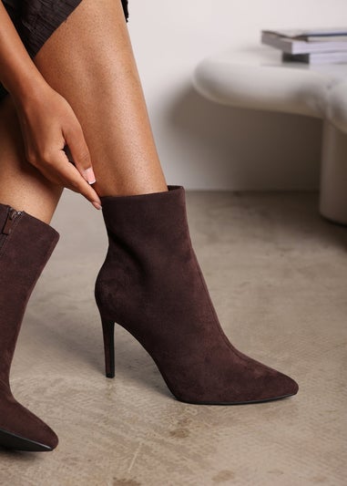 Where's That From Jemima Dark Brown Suede Stiletto Ankle Boots