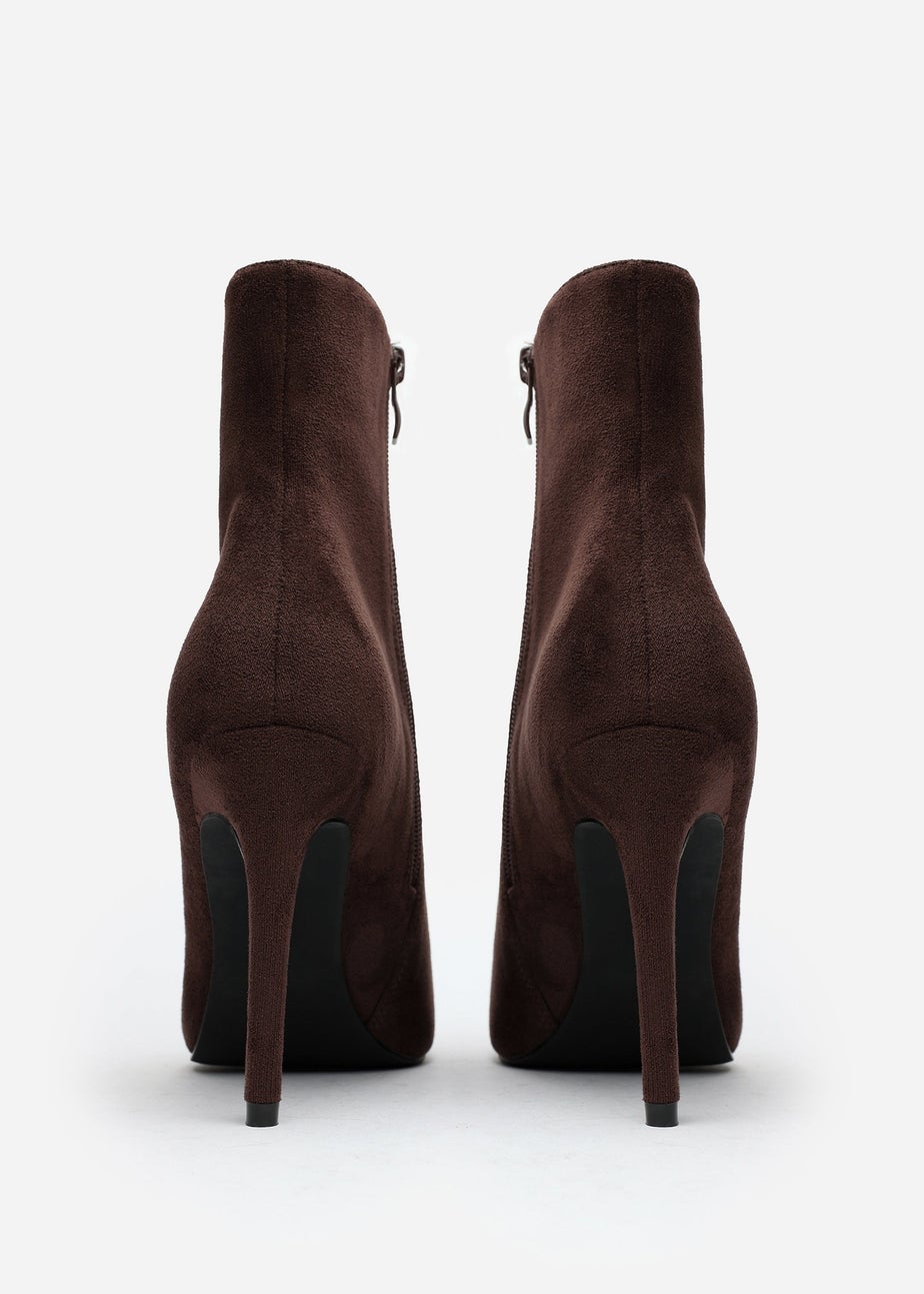 Where's That From Jemima Dark Brown Suede Stiletto Ankle Boots