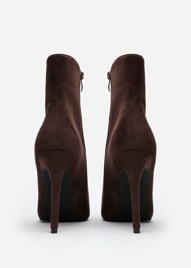 Where's That From Jemima Dark Brown Suede Stiletto Ankle Boots