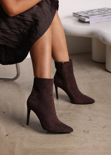 Where's That From Jemima Dark Brown Suede Stiletto Ankle Boots