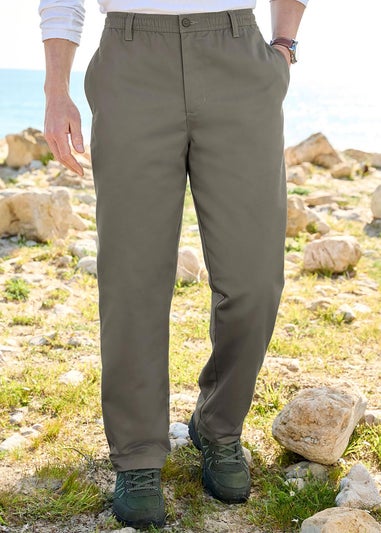 Cotton Traders Washed Khaki Thermal Leisure Trousers 29" Leg