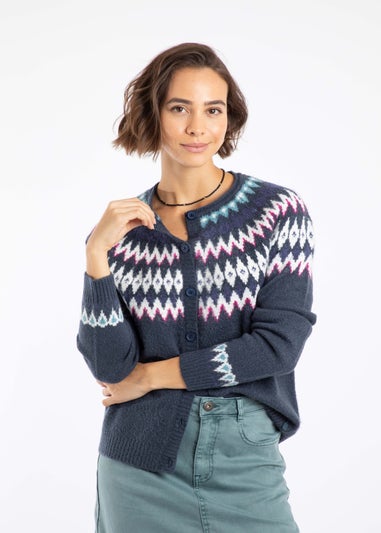 Weird Fish Navy Hatty Fair Isle Cardigan