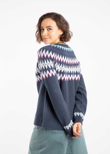 Weird Fish Navy Hatty Fair Isle Cardigan