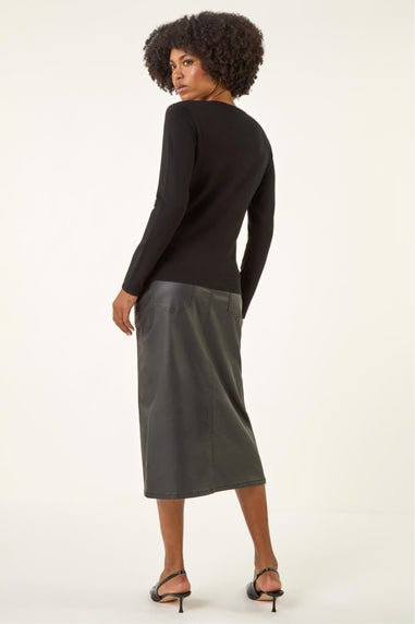 Roman Black Sequin Mix Knit Top