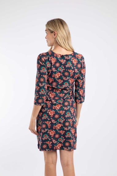 Weird Fish Dark Blue Starshine Printed Jersey Dress