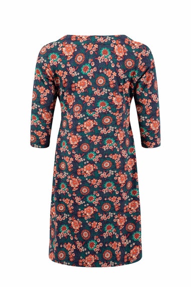 Weird Fish Dark Blue Starshine Printed Jersey Dress