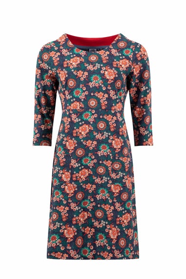 Weird Fish Dark Blue Starshine Printed Jersey Dress