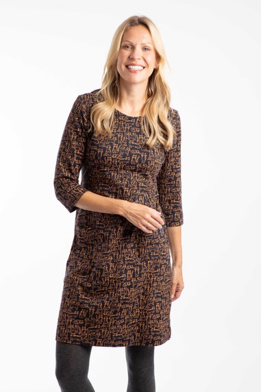 Weird Fish Midnight Starshine Printed Jersey Dress