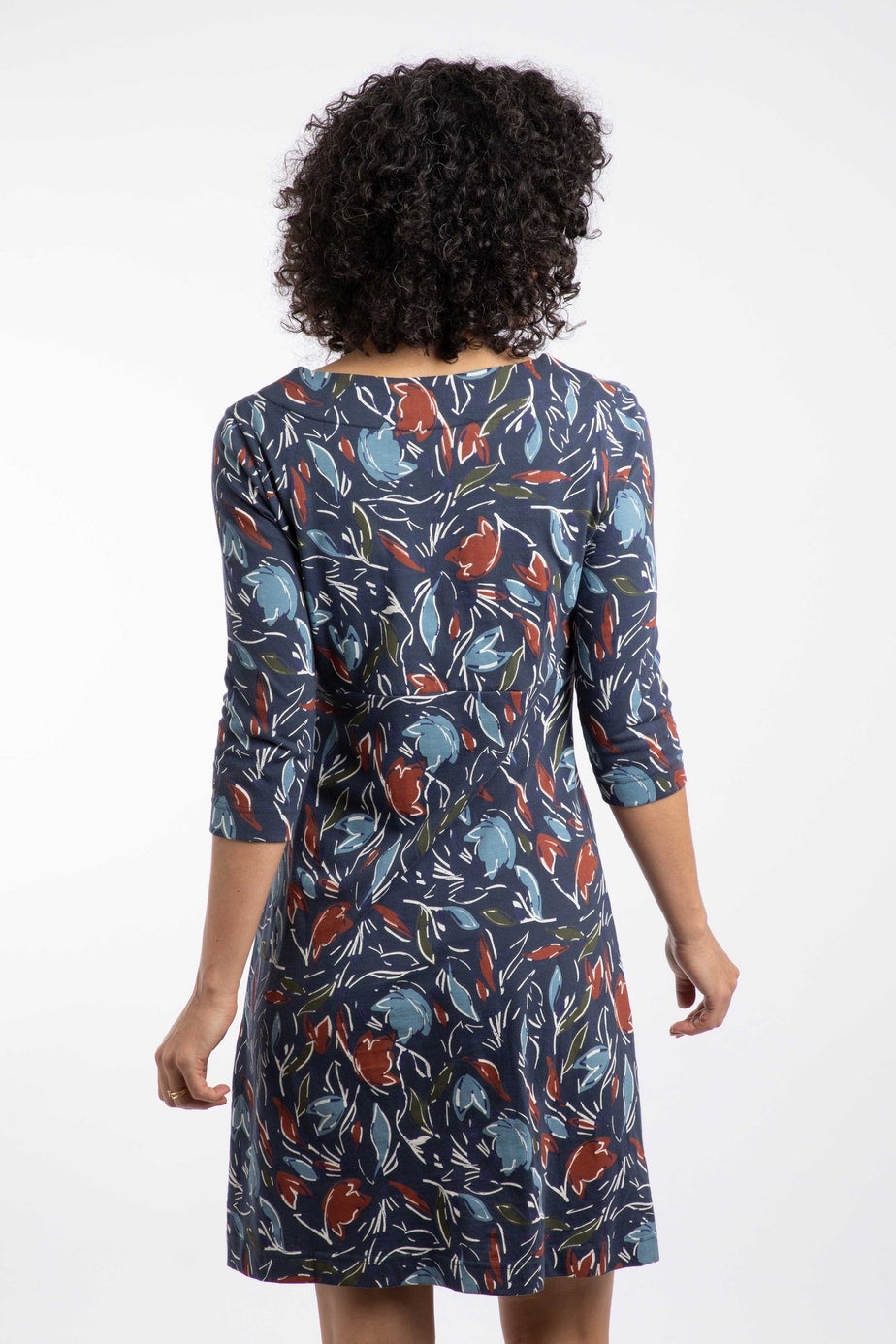 Weird Fish Navy Blue Starshine Printed Jersey Dress