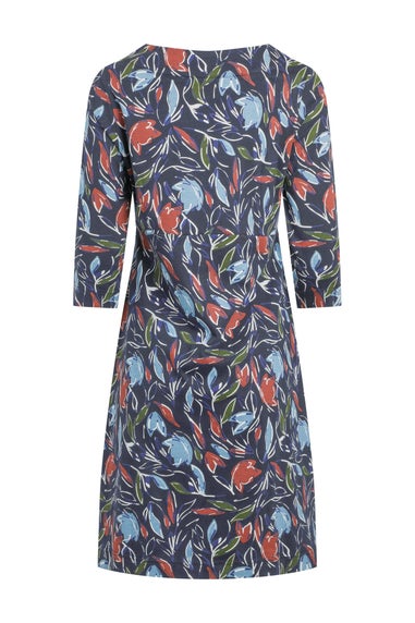 Weird Fish Navy Blue Starshine Printed Jersey Dress