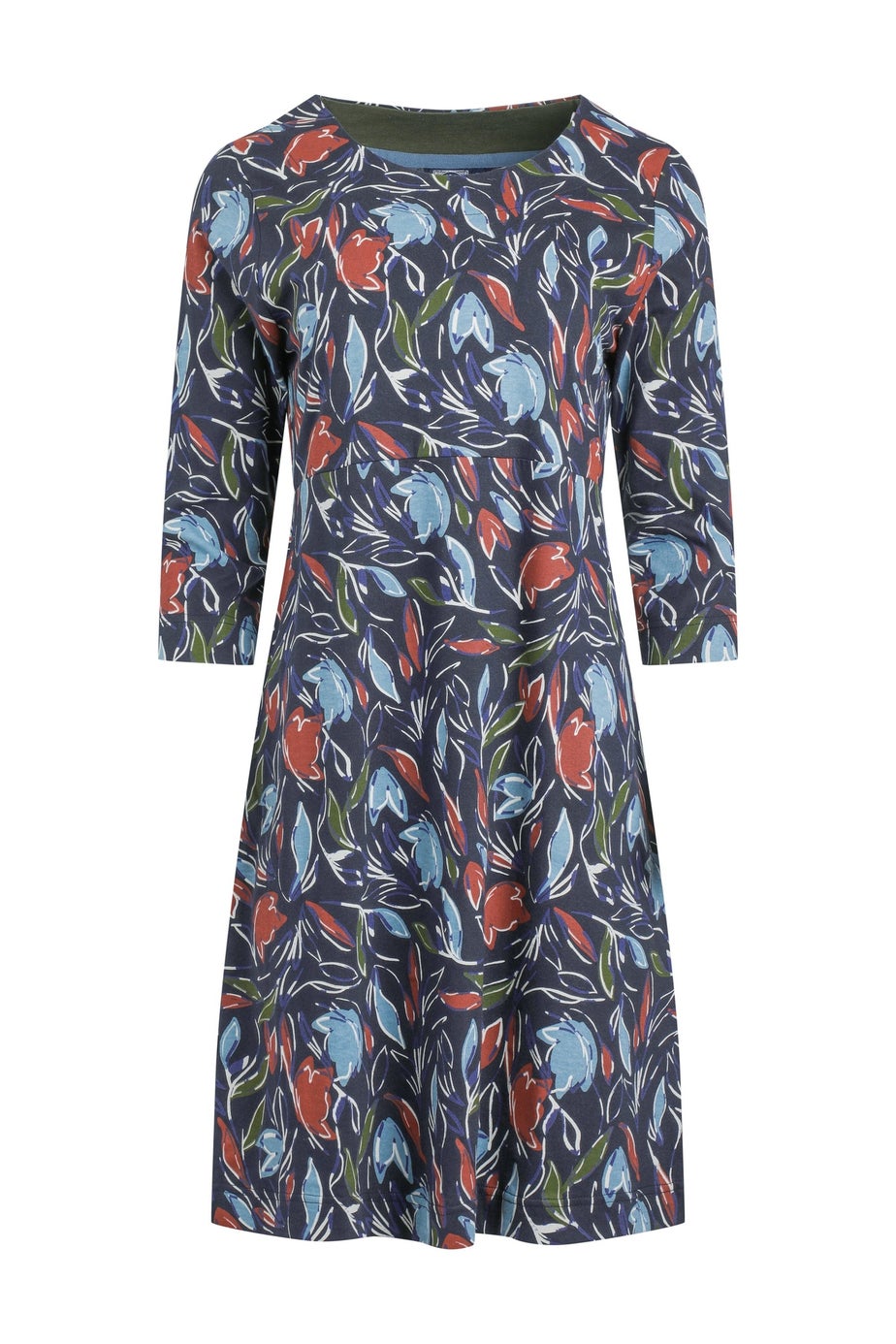 Weird Fish Navy Blue Starshine Printed Jersey Dress