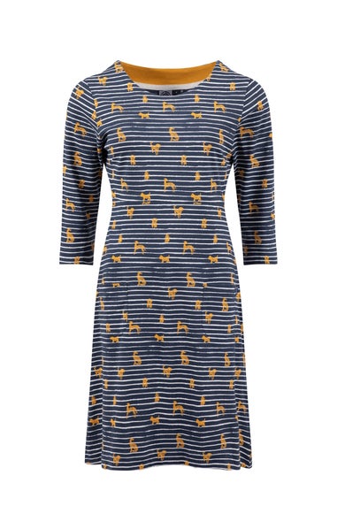 Weird Fish Ochre Starshine Printed Jersey Dress