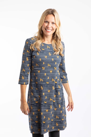 Weird Fish Ochre Starshine Printed Jersey Dress