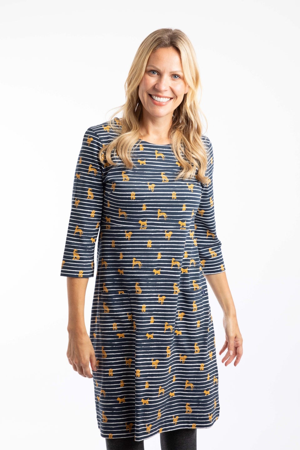 Weird Fish Ochre Starshine Printed Jersey Dress