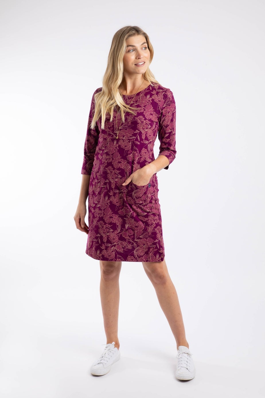 Weird Fish Plum Starshine Printed Jersey Dress