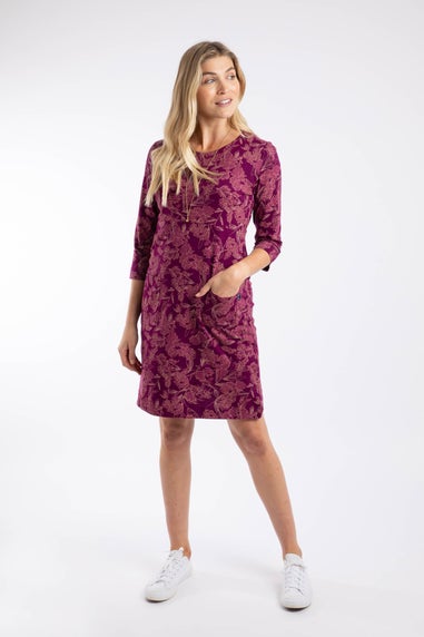 Weird Fish Plum Starshine Printed Jersey Dress