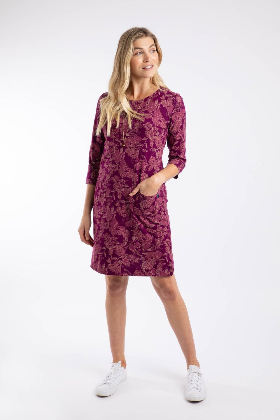 Weird Fish Plum Starshine Printed Jersey Dress