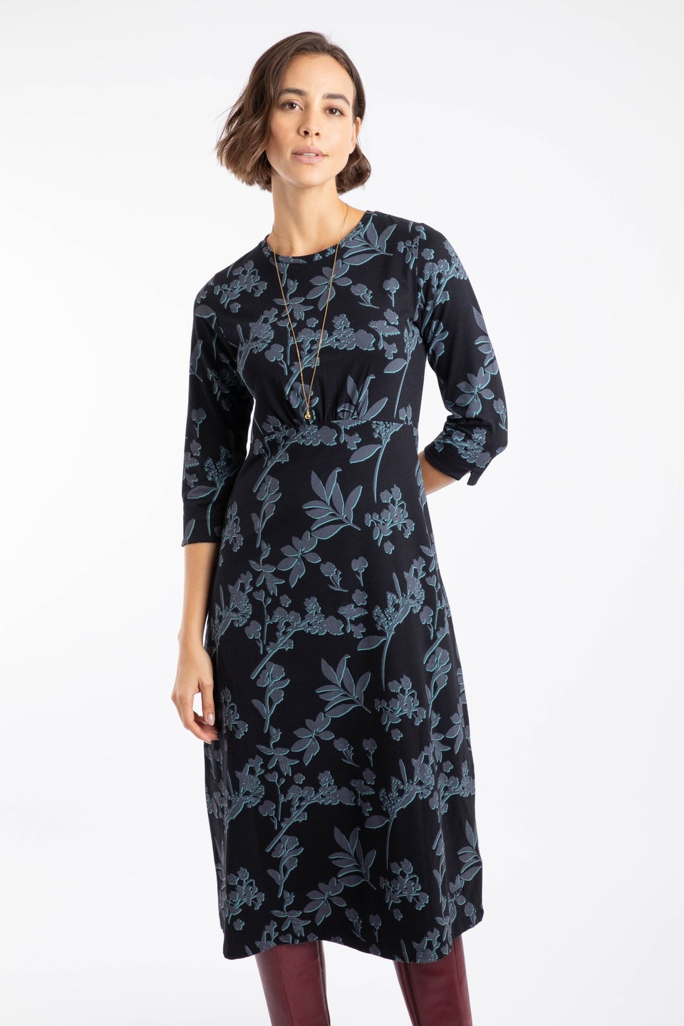 Weird Fish Spring Lake Felicity Printed Jersey Midi Dress