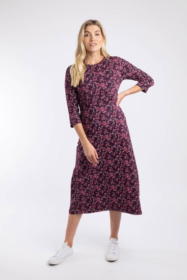 Weird Fish Purple Wine Felicity Printed Jersey Midi Dress
