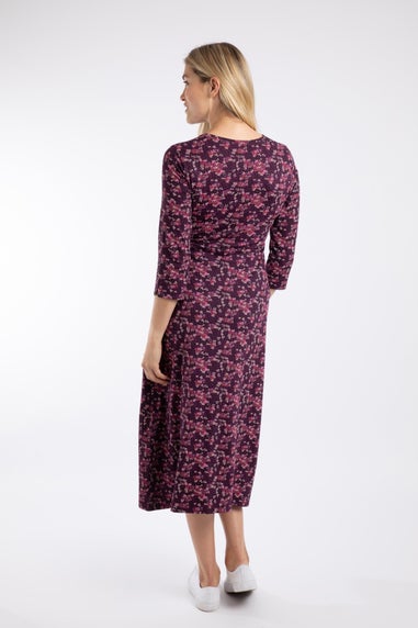 Weird Fish Purple Wine Felicity Printed Jersey Midi Dress