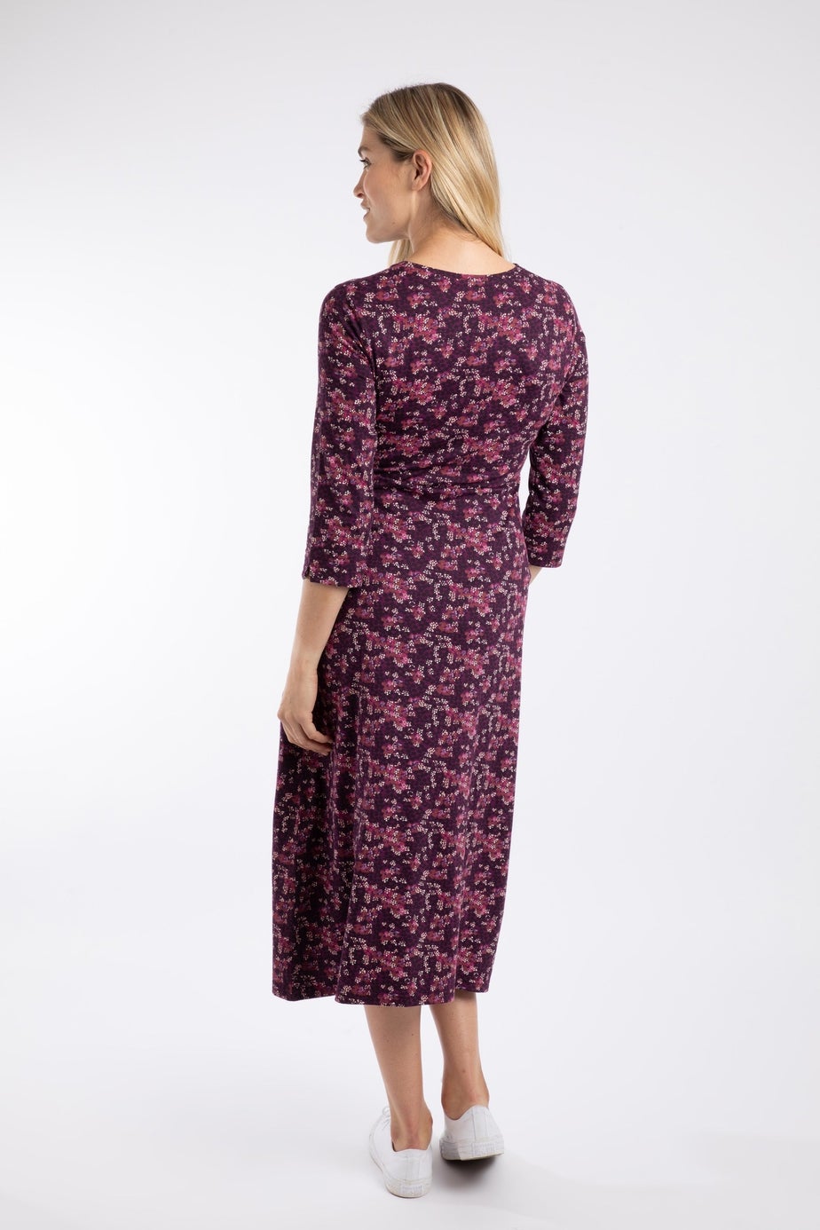 Weird Fish Purple Wine Felicity Printed Jersey Midi Dress