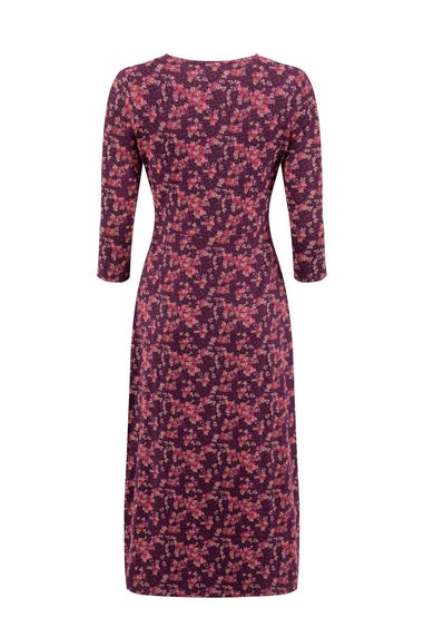 Weird Fish Purple Wine Felicity Printed Jersey Midi Dress