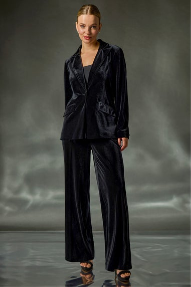 Dusk Black Velvet Pocket Stretch Trouser
