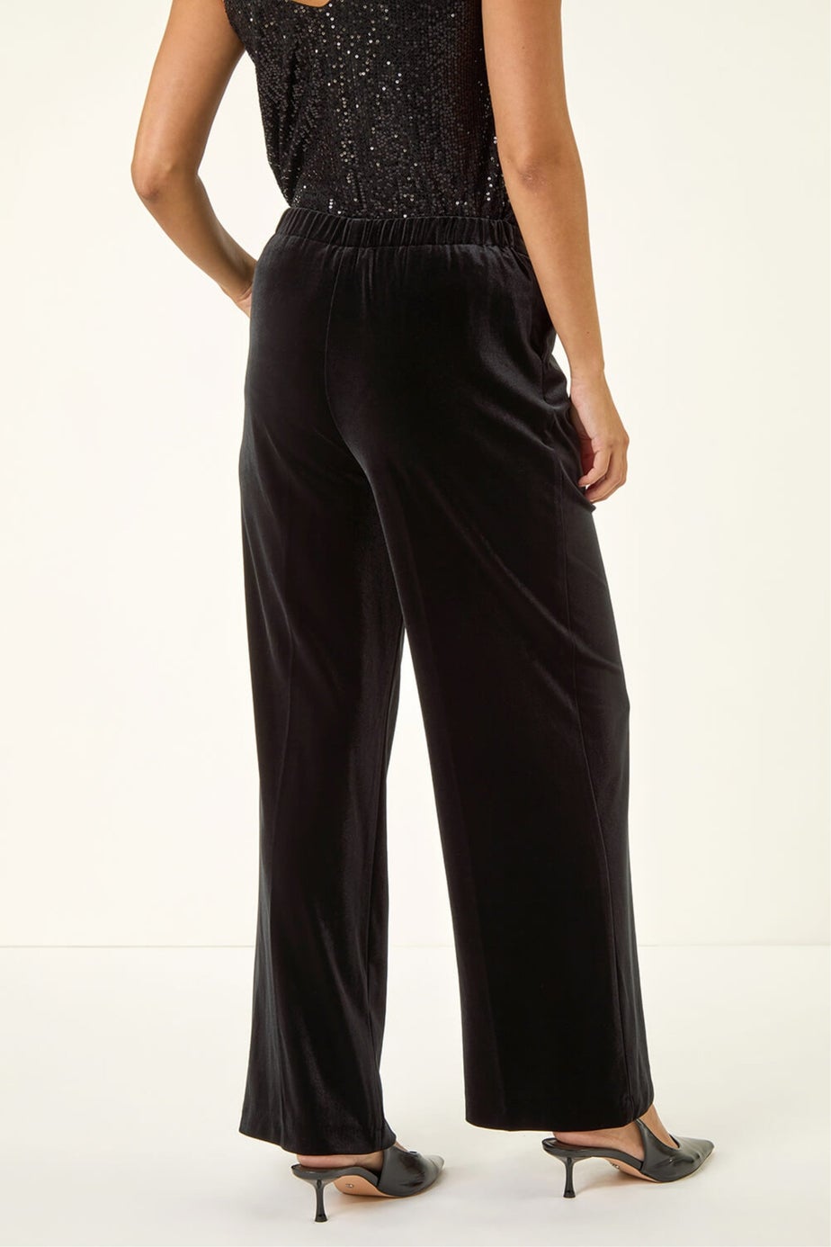 Dusk Black Velvet Pocket Stretch Trouser