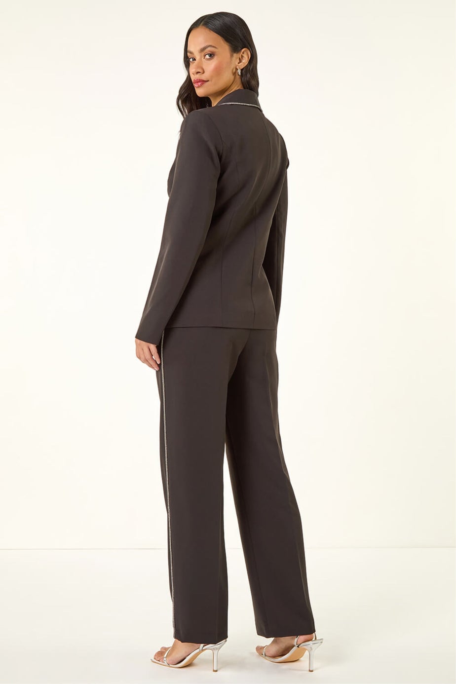 Dusk Black Diamante Single Breasted Blazer