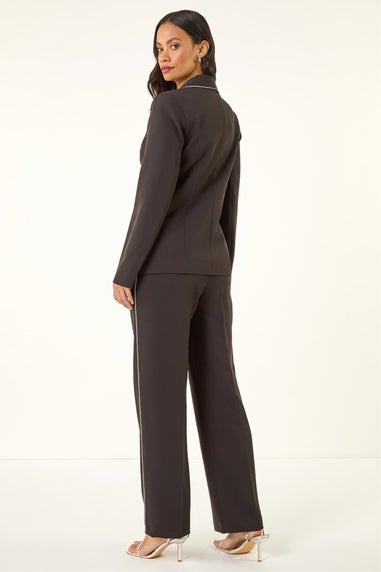 Dusk Black Diamante Single Breasted Blazer