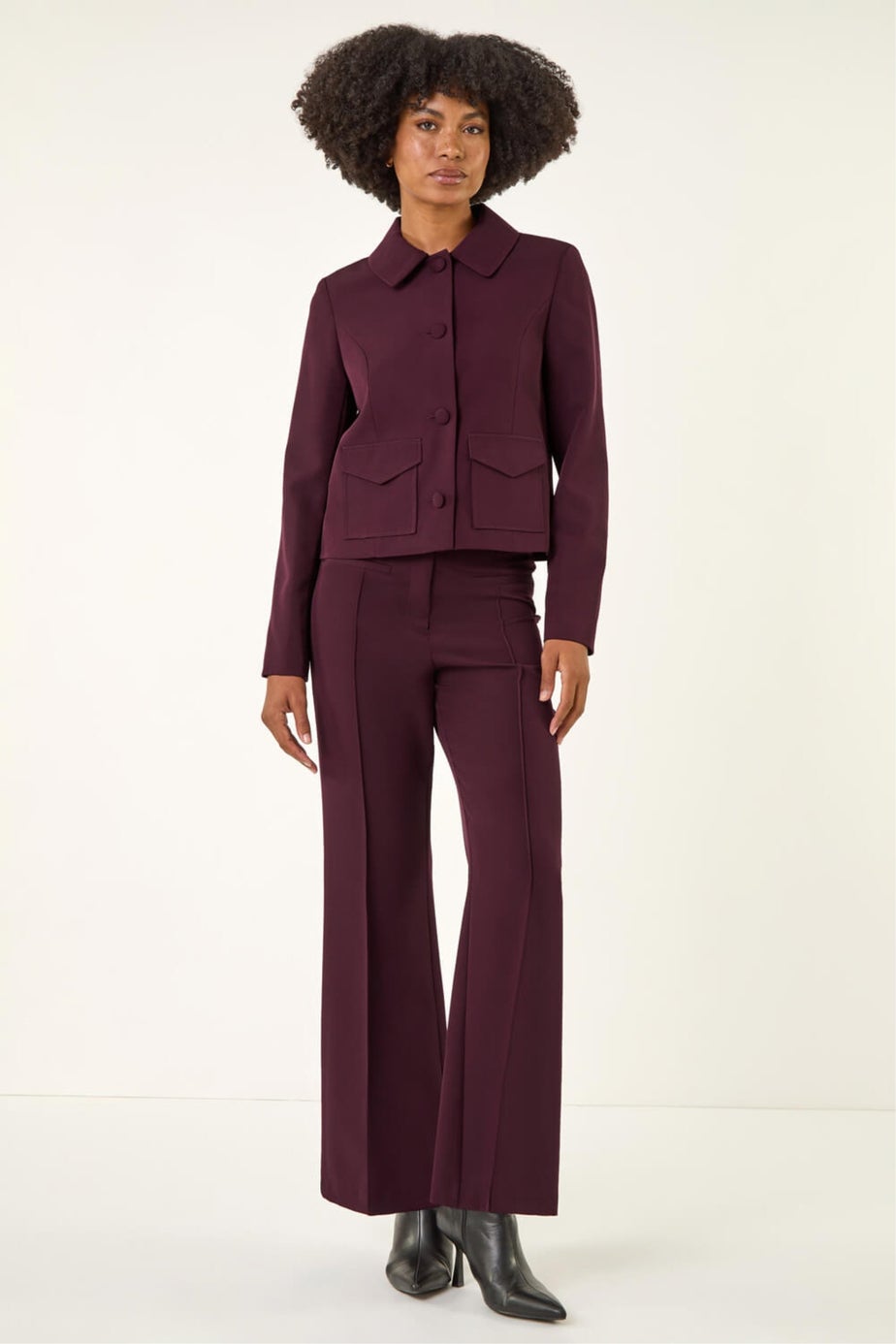 Roman Burgundy Smart Buttoned Pocket Jacket