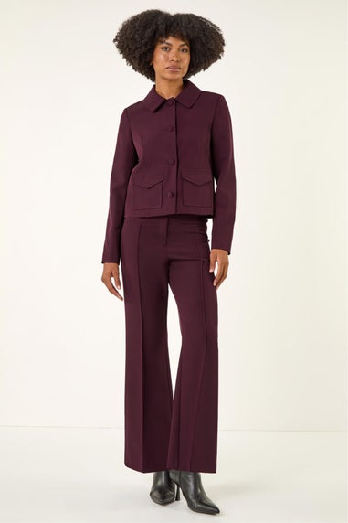 Roman Burgundy Smart Buttoned Pocket Jacket