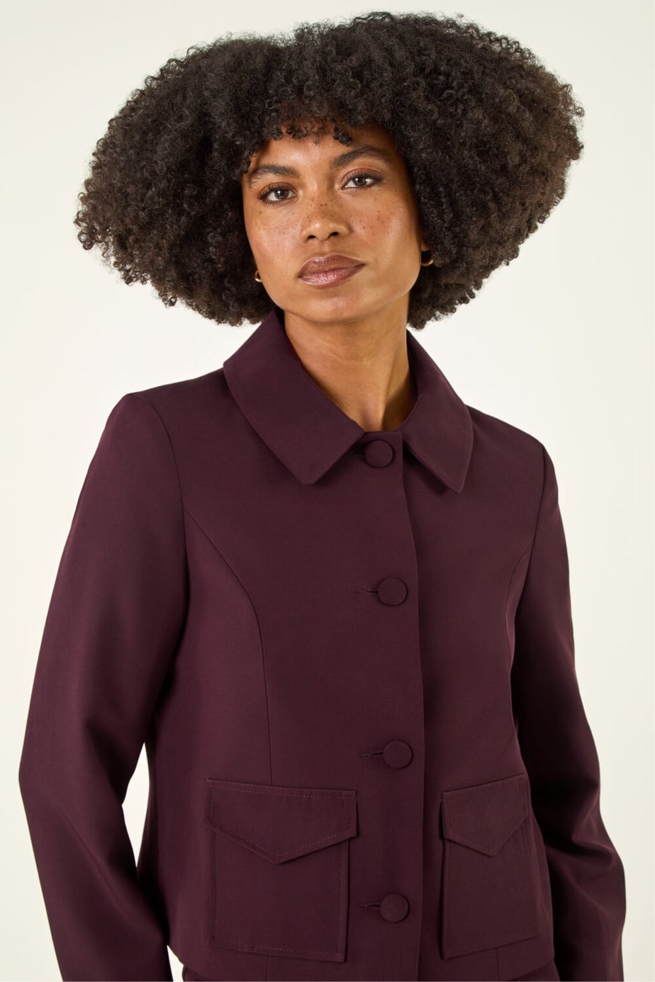 Roman Burgundy Smart Buttoned Pocket Jacket