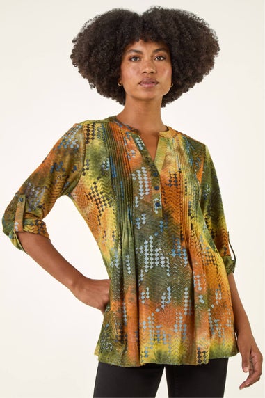 Roman Rust Textured Burnout Print Top