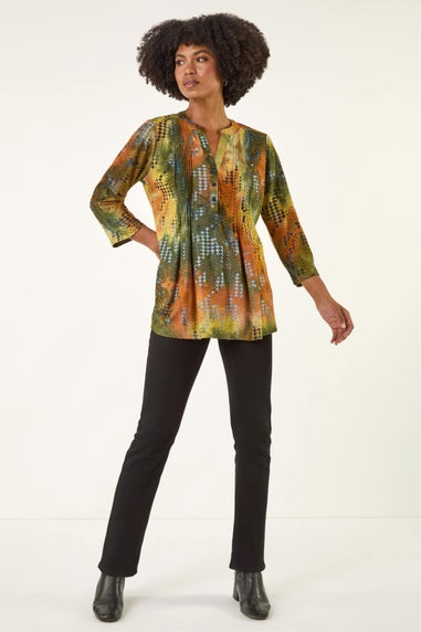 Roman Rust Textured Burnout Print Top