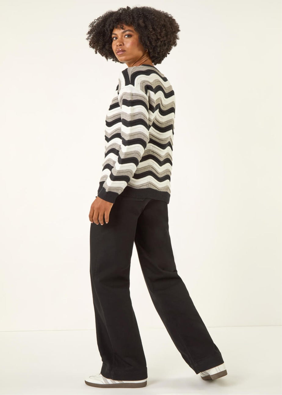 Roman Black Wave Stripe Knitted Jumper