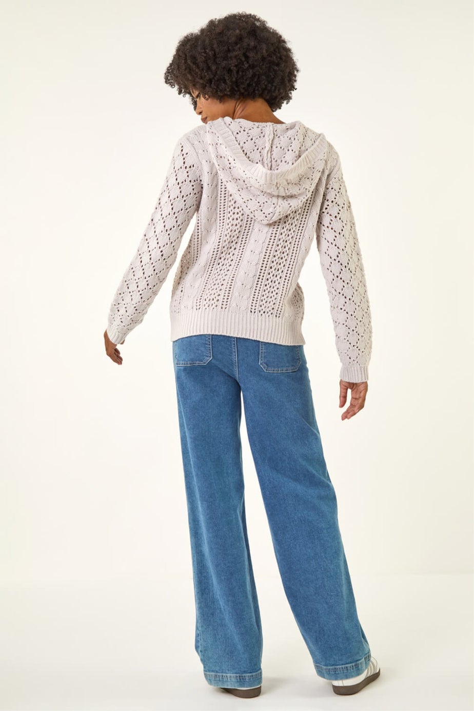 Roman Cream Hooded Cable Knit Jumper