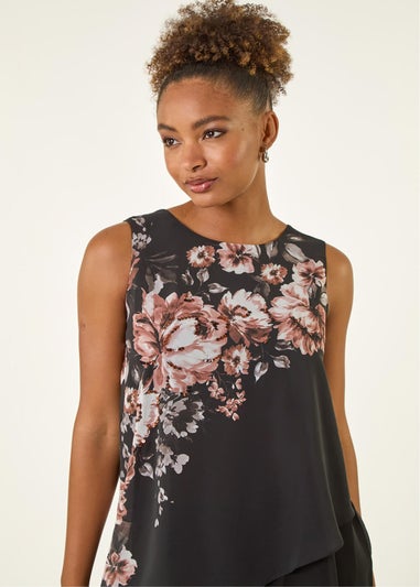 Roman Ivory Floral Wrap Sequin Top