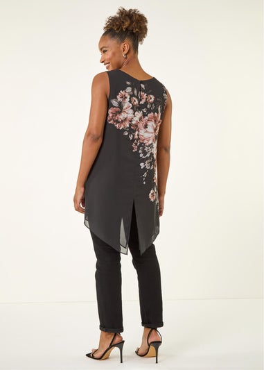 Roman Ivory Floral Wrap Sequin Top
