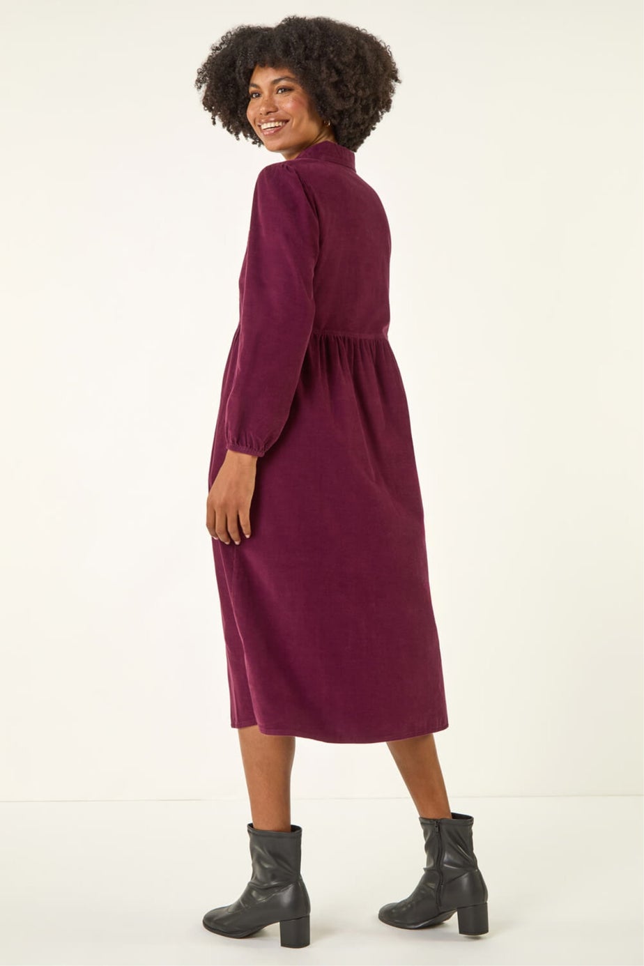 Roman Port Corduroy Zip Detail Midi Dress