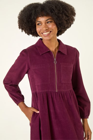 Roman Port Corduroy Zip Detail Midi Dress