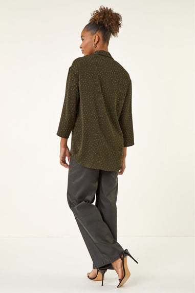 Roman Khaki Hotfix Button Through Shirt