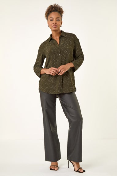 Roman Khaki Hotfix Button Through Shirt