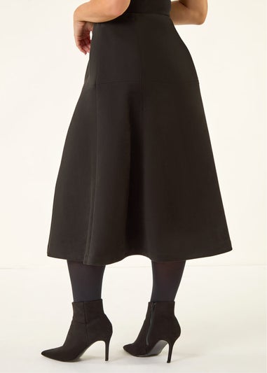 Roman Black Petite Suede A-Line Skirt