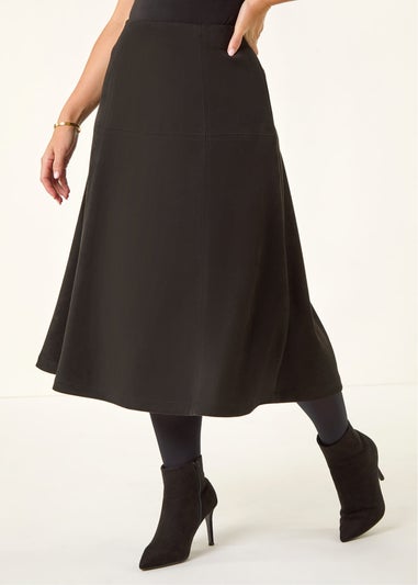 Roman Black Petite Suede A-Line Skirt