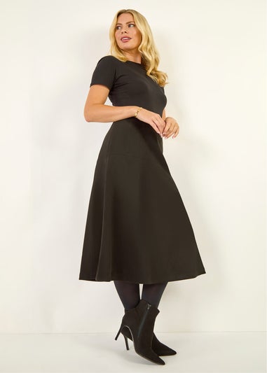 Roman Black Petite Suede A-Line Skirt