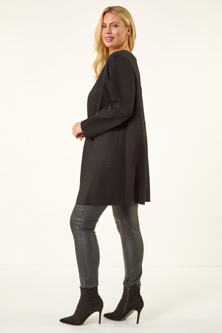 Roman Black Petite Faux Suede Jacket