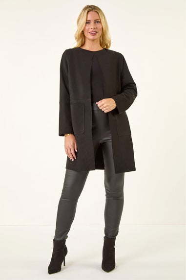 Roman Black Petite Faux Suede Jacket