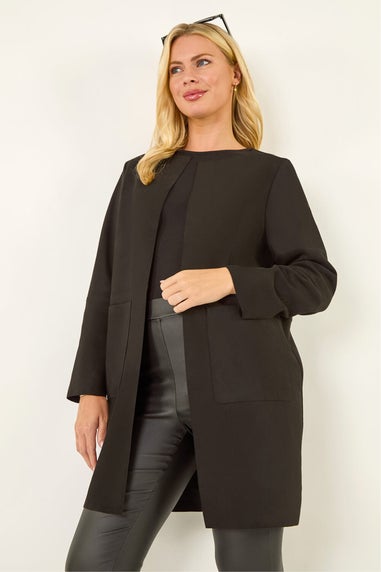 Roman Black Petite Faux Suede Jacket