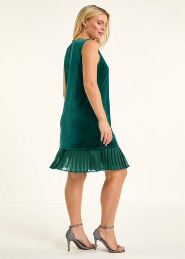 Roman Emerald Petite Velvet Contrast Hem Dress